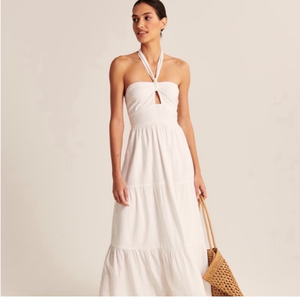 White Halter Dress